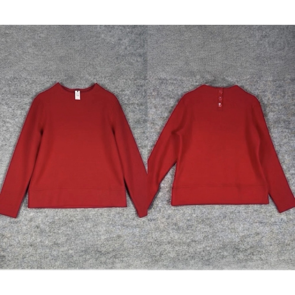 Talbots Size-L Womens Sweater Mock Neck Long Sleeve Fleece Red Modern Quiet